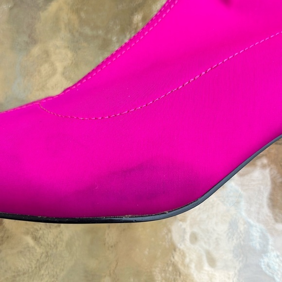New Topshop Hot Pink Stretch Ankle Block Heel Booties - Picture 15 of 15